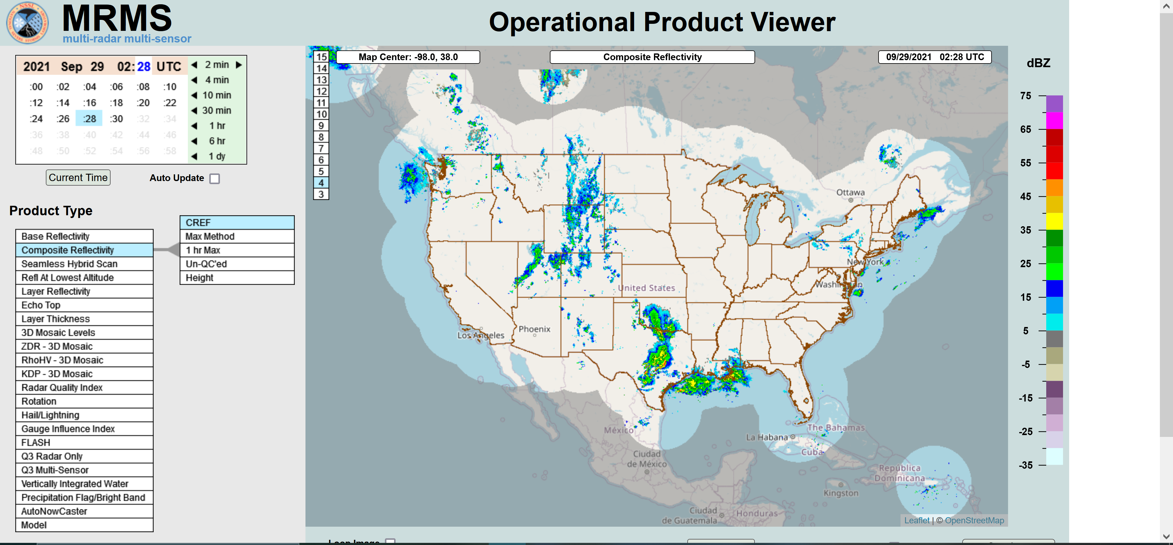 A screenshot of the MRMS application in operation.