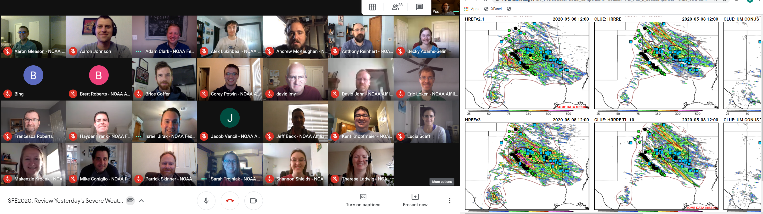 The Spring Forecasting Experiment went virtual this year as participants gathered from around the world to test and review experimental forecasting tools and modeling systems, as shown here. (Photo provided) 