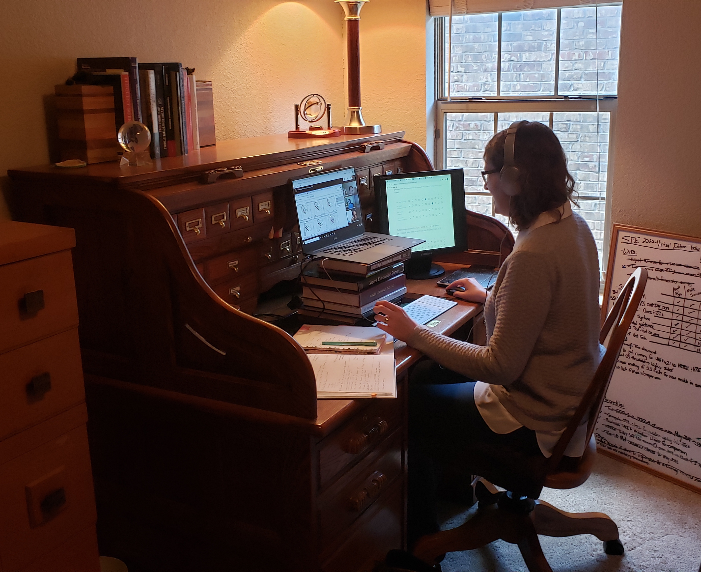 Burkely Gallo facilitating and participating in the Spring Forecasting Experiment from her home office. The virtual experiment is from April 27 to May 29. (Photo provided)